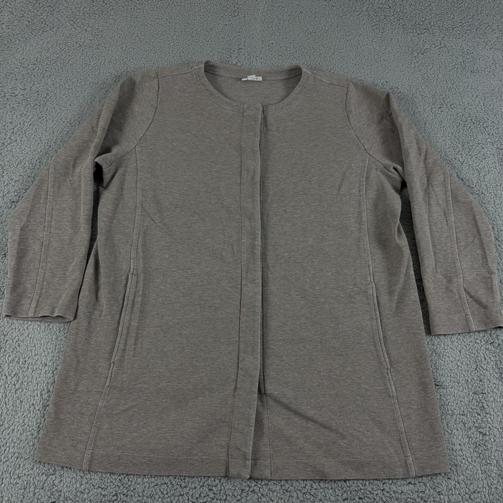 Pure J Jill Jacket Womens Medium Brown Snap Front Cardigan Long Knit Coat Crew